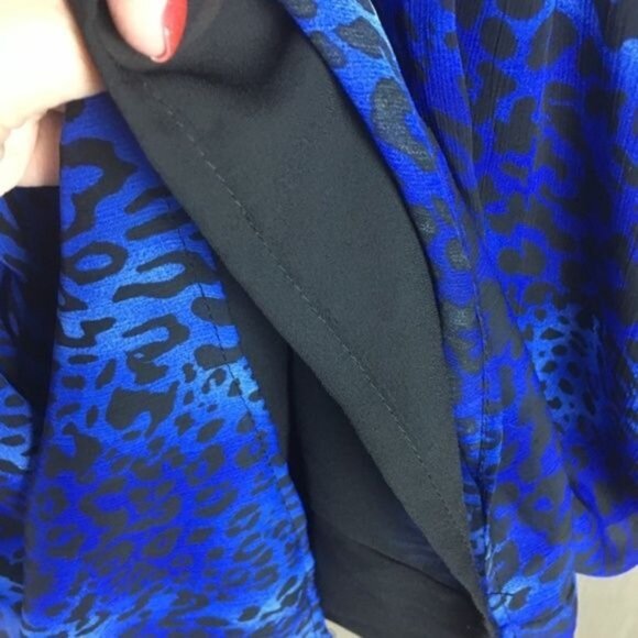 W118 by Walter Baker Blue Leopard Print Sleeveless Dress With Back Zipper & Poly - Picture 6 of 9